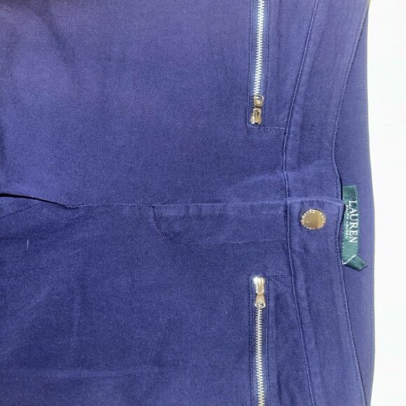 uren 6p retro zipper front pants navy blue stretchy - Picture 2 of 7